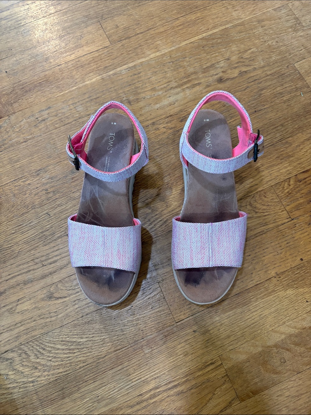TOMS Pink Fabric Open-Toe Ankle-Strap Sandals